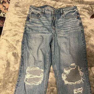 American Eagle Outfitters High Rise Blue Jeans Distressed